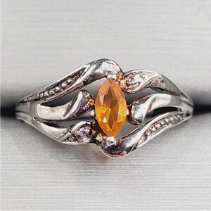 Genuine Orange Marquise Fire Opal 925 Sterling Silver Ring